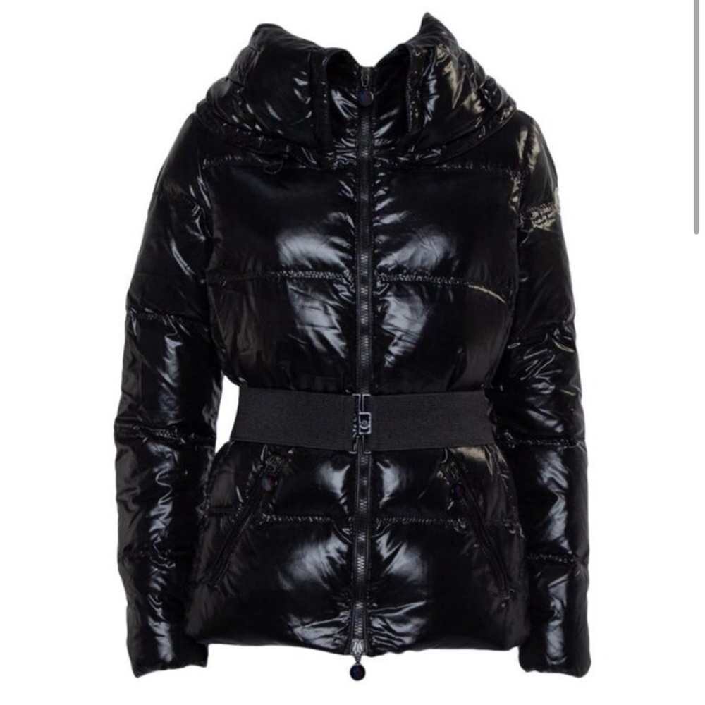 Moncler Black Aliso Bomber Quilted Belted Nylon Down Jacket Slim Puffer coat